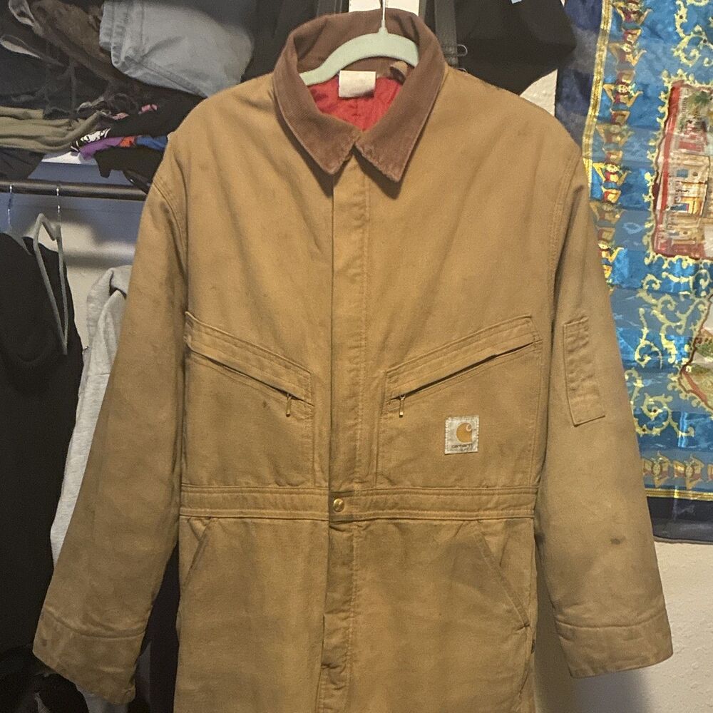 Vintage Carhart Men’s Coveralls Tan Canvas Insulated Workwear